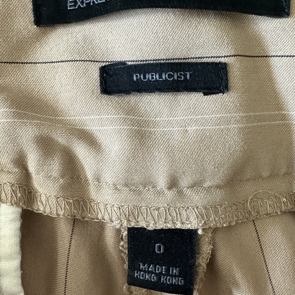 Express Publicist dress pants, size 0, color khaki w black and white pinstripe - Picture 2 of 3